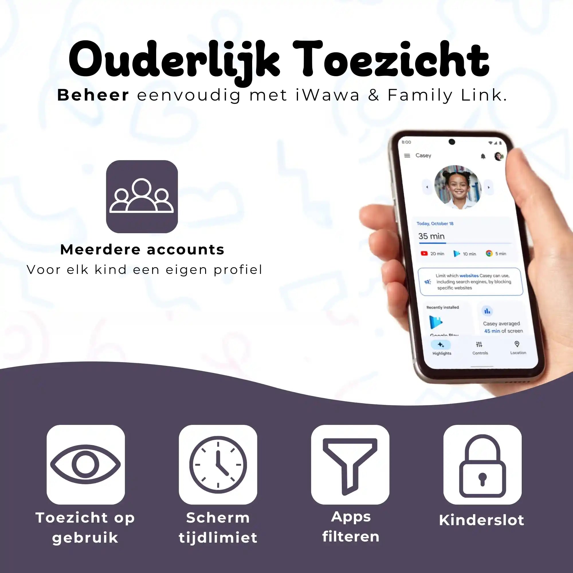 Bosstony kids tablet zwart met hendel ouderlijk toezicht schermlimiet appfilter kinderslot